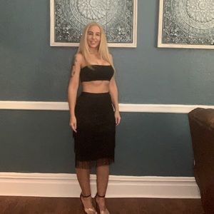 Black Tassel Pencil Skirt
